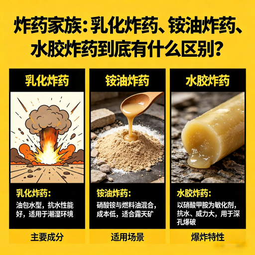 南谯炸药家族：乳化炸药、铵油炸药、水胶炸药到底有什么区别？